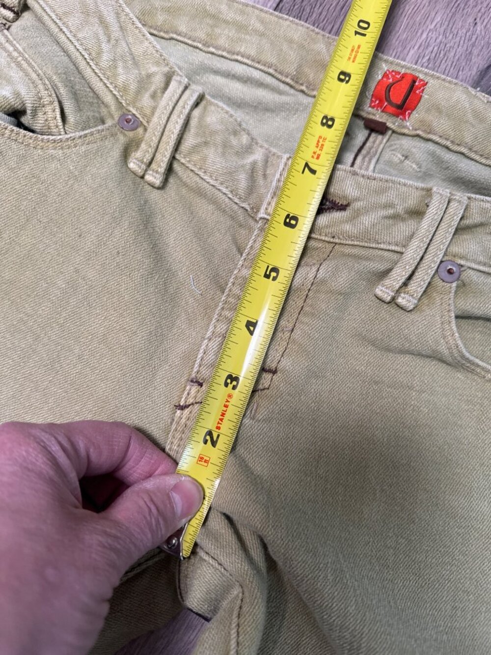 U Jeans Size 29 Olive Green Low Rise Flare Jeans With Bell Bottom Cotton Blend V - Picture 6 of 12